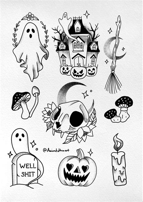 cute spooky tattoo ideas|old school halloween tattoos.